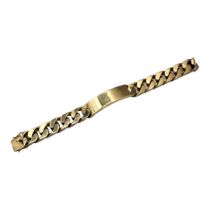 A VINTAGE 9CT GOLD IDENTITY BRACELET Curved bar with curb links. (approx 20cm)