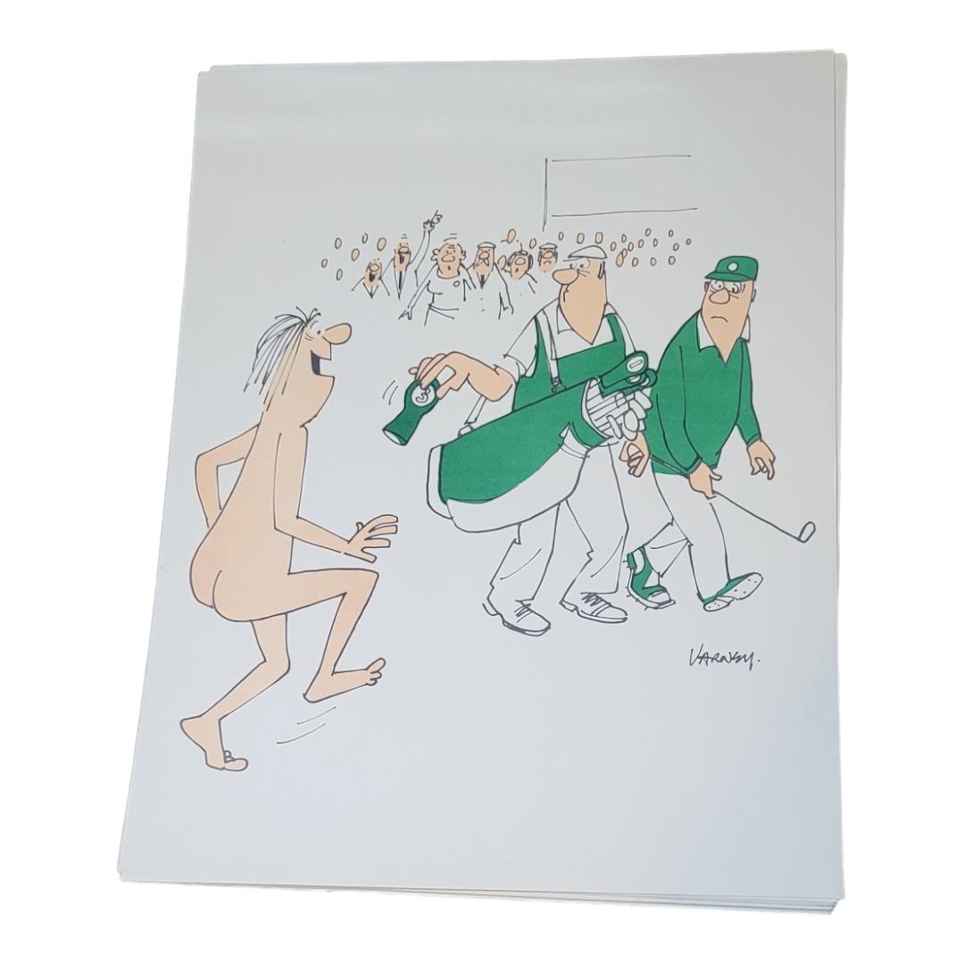 VARNEY, A COLLECTION OF VINTAGE 'GOLF CARTOON 'COLOURED PRINTS Various cartoons in green palette. ( - Image 2 of 6