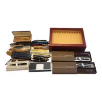 CROSS, A COLLECTION OF VINTAGE BALLPOINT PENS To include a gold plated set in fitted box, together