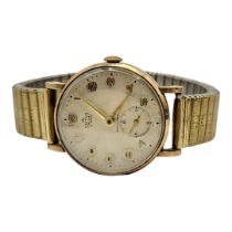 SMITHS, A VINTAGE 9CT GOLD GENT’S WRISTWATCH Having Arabic number markings and subsidiary seconds