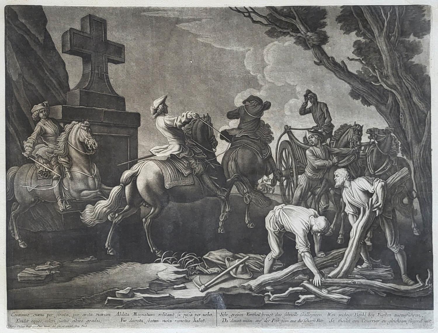 GEORG PHILIPP RUGENDAS I, 1666 - 1742, C1705/1710, MEZZOTINT ON LAID PAPER Horse/battle scenes, pair - Image 3 of 3