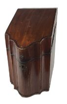 A GEORGE III PERIOD MAHOGANY DESK LETTER/DOCUMENT BOX With serpentine front and fitted interior. (