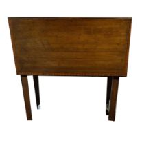 AN EDWARDIAN MAHOGANY AND SHELL INLAID DROP LEAF SUPPER/OCCASIONAL TABLE On square tapering legs,