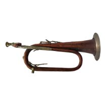 A 19TH CENTURY FREDERICK PACE COPPER & BRASS KEYED BUGLE With a castellated forged conical body