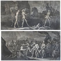 GEORG PHILIPP RUGENDAS I, 1666 - 1742, C1705/1710, MEZZOTINT ON LAID PAPER Horse/battle scenes, pair