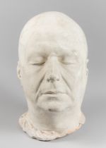 A RARE 19TH CENTURY FRENCH PLASTER DEATH MASK. (h 30cm x w 20cm x d 22cm).