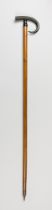 A VICTORIAN SWISS ALPINE WALKING STICK WITH CHAMOIS HORN HANDLE.(86cm).Provenance: Private English