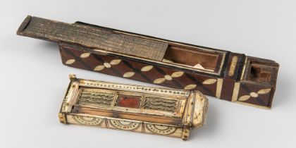 TWO 19TH CENTURY PRISONER OF WAR DOMINOES SETS. Largest (w 27.5cm)