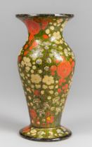 A 19TH CENTURY KASHMIR BRASS HAND-PAINTED VASE. (h 25.5cm x w 14cm x d 14cm)