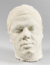 A RARE 19TH CENTURY FRENCH PLASTER DEATH MASK. (h 22cm x w 20cm x d 15cm).