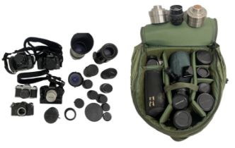 A LARGE COLLECTION OF PENTAX CAMERA, LENSES AND STANDARDS.