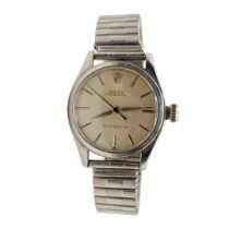 ROLEX, OYSTER, ROYAL STEEL CASED MECHANICAL GENTLEMAN’S WRISTWATCH, CIRCA 1950 Having gilded hour