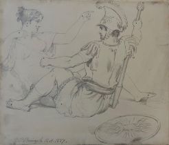 RAMSAY RICHARD REINAGLE, R.A., 1775 - 1862, 19TH CENTURY PENCIL DRAWING Hector and Andromeda,