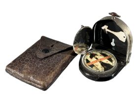 GERMAN WWII FIELD COMPASS, INSTRUCTIONS AND CASE.