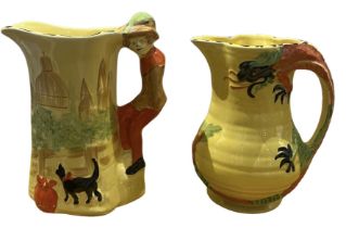 ARTHUR WOOD, POTTERY, 20TH CENTURY DRAGON JUG AND DICK WHITTINGTON JUG, CIRCA 1930 Both having