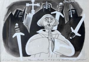 JOHN JENSEN, 1930 - 2018, MIXED MEDIA ON PAPER Titled ‘Richard Pascoe as Thomas Becket’, signed