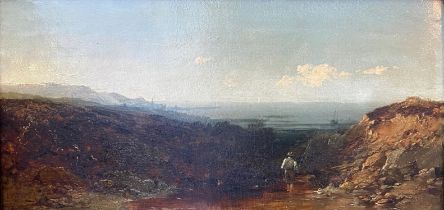 EDMUND JOHN NIEMANN, 1813 - 1876, 19TH CENTURY OIL ON CANVAS Coastal mountain landscape, with