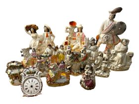 A COLLECTION OF 19TH CENTURY AND EARLIER STAFFORDSHIRE FIGURES AND OTHERS To include a large William