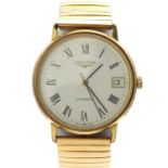 A gentlemen's gold plated Longines automatic bracelet watch,