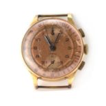 A gentlemen's gold Chronograph Suisse manual wind watch,