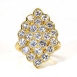 An 18ct gold marquise shaped diamond cluster ring, by Boodle and Dunthorne, c.1980,