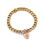 A gold hollow curb bracelet,