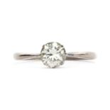 A white gold single stone diamond ring,