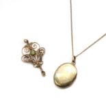 A Continental gold oval locket,