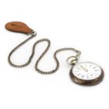 A silver open faced pin set pocket watch,