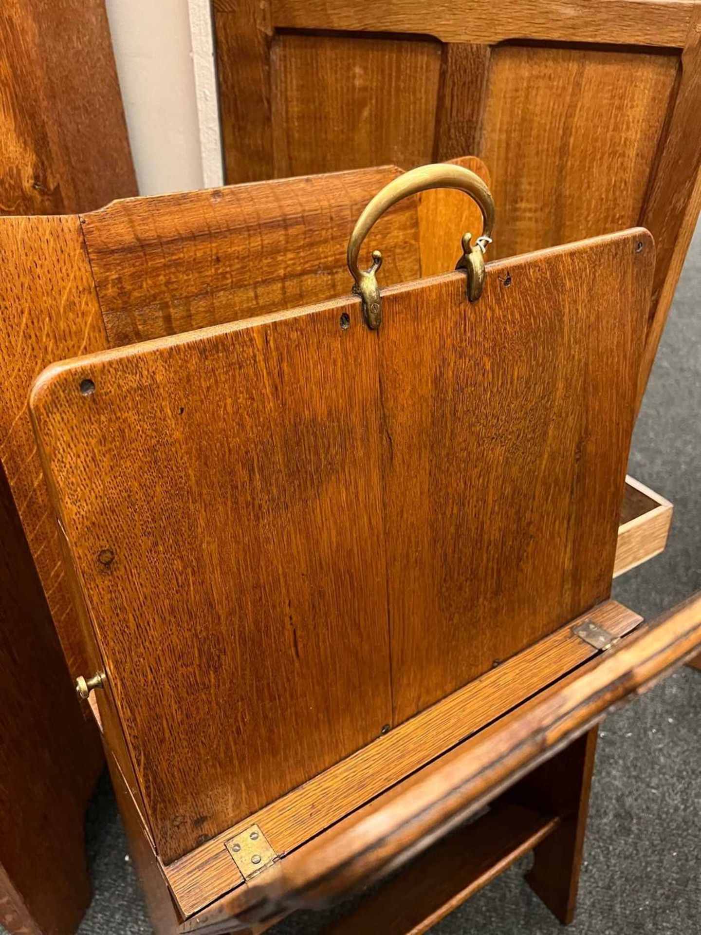 An oak folio stand, book trough and pipe drawer, - Image 9 of 10