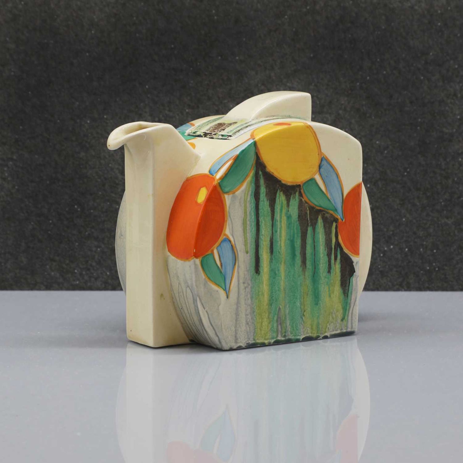 A Clarice Cliff 'Delicia Citrus' pattern Stamford teapot,