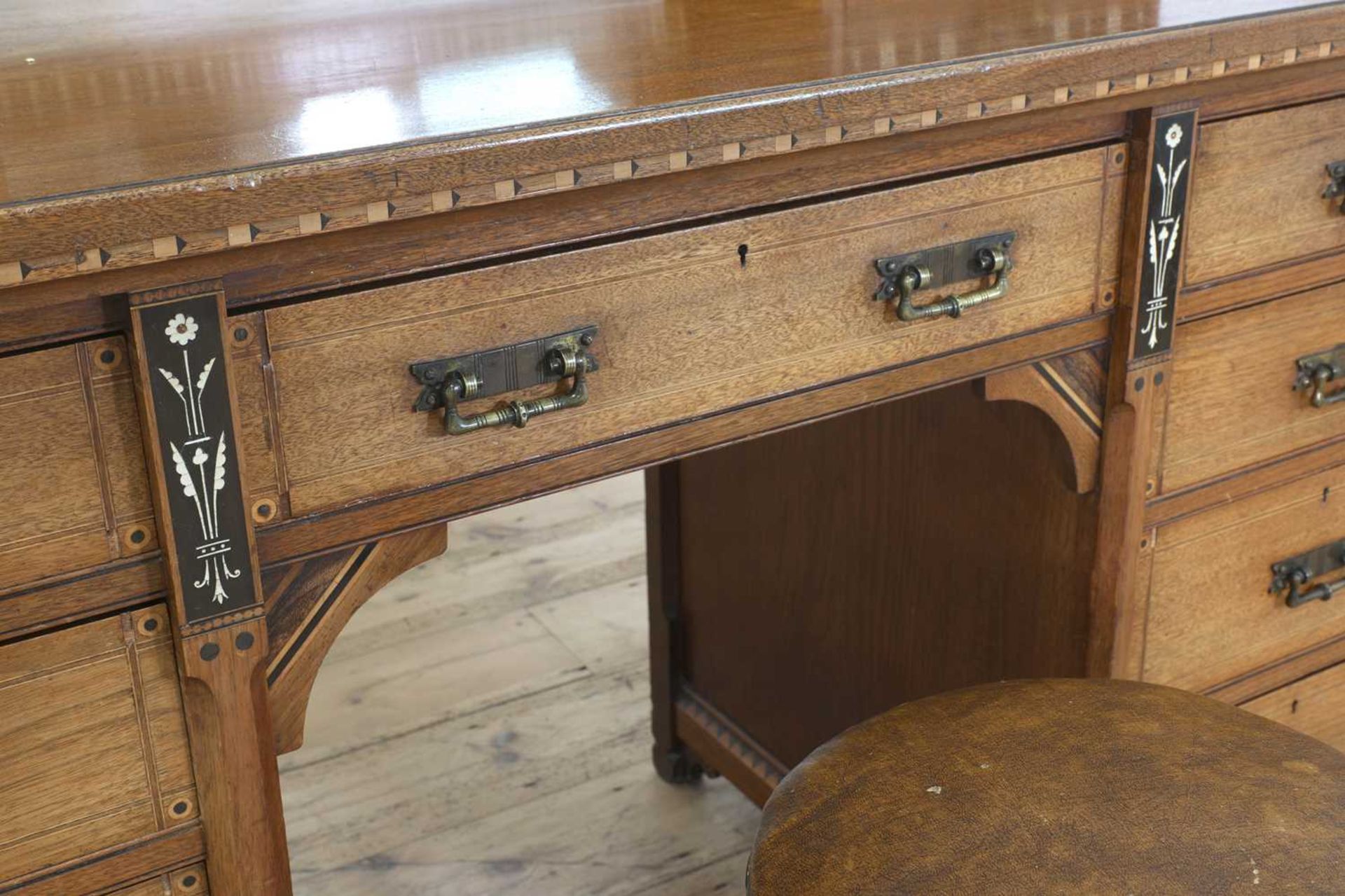 An Aesthetic walnut inlaid dressing table, - Image 7 of 20