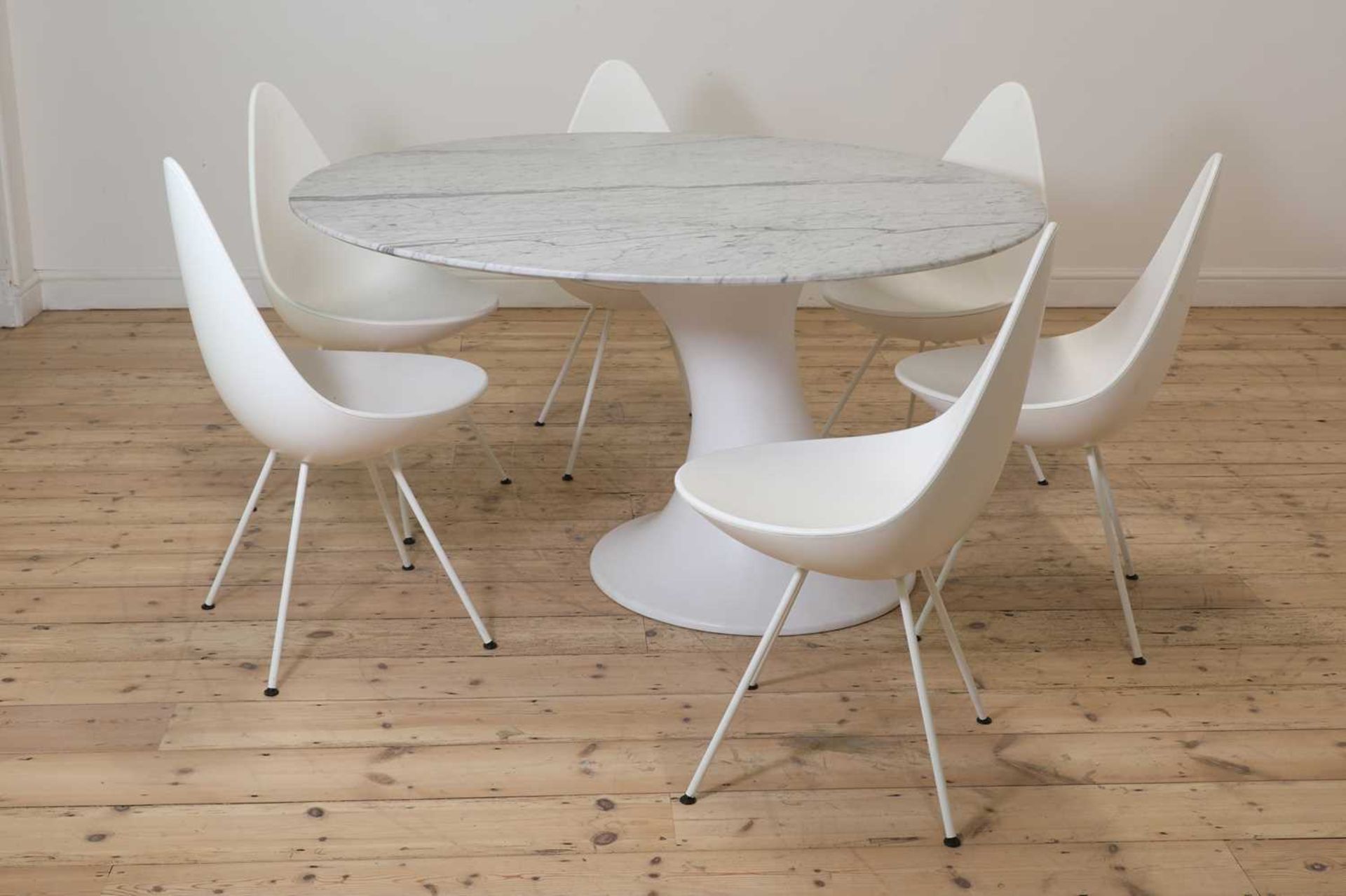 A set of six Danish 'Model 3110 Drop' chairs,