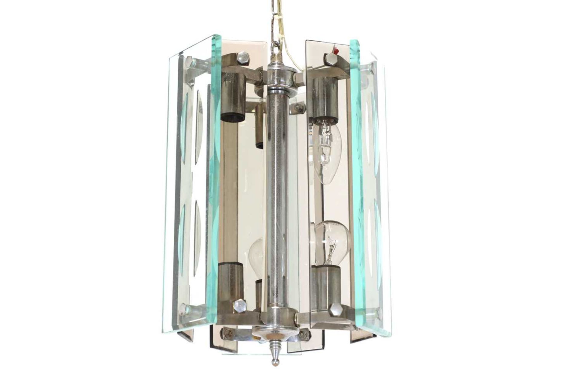 A FontanaArte clear and blue glass hanging pendant light,