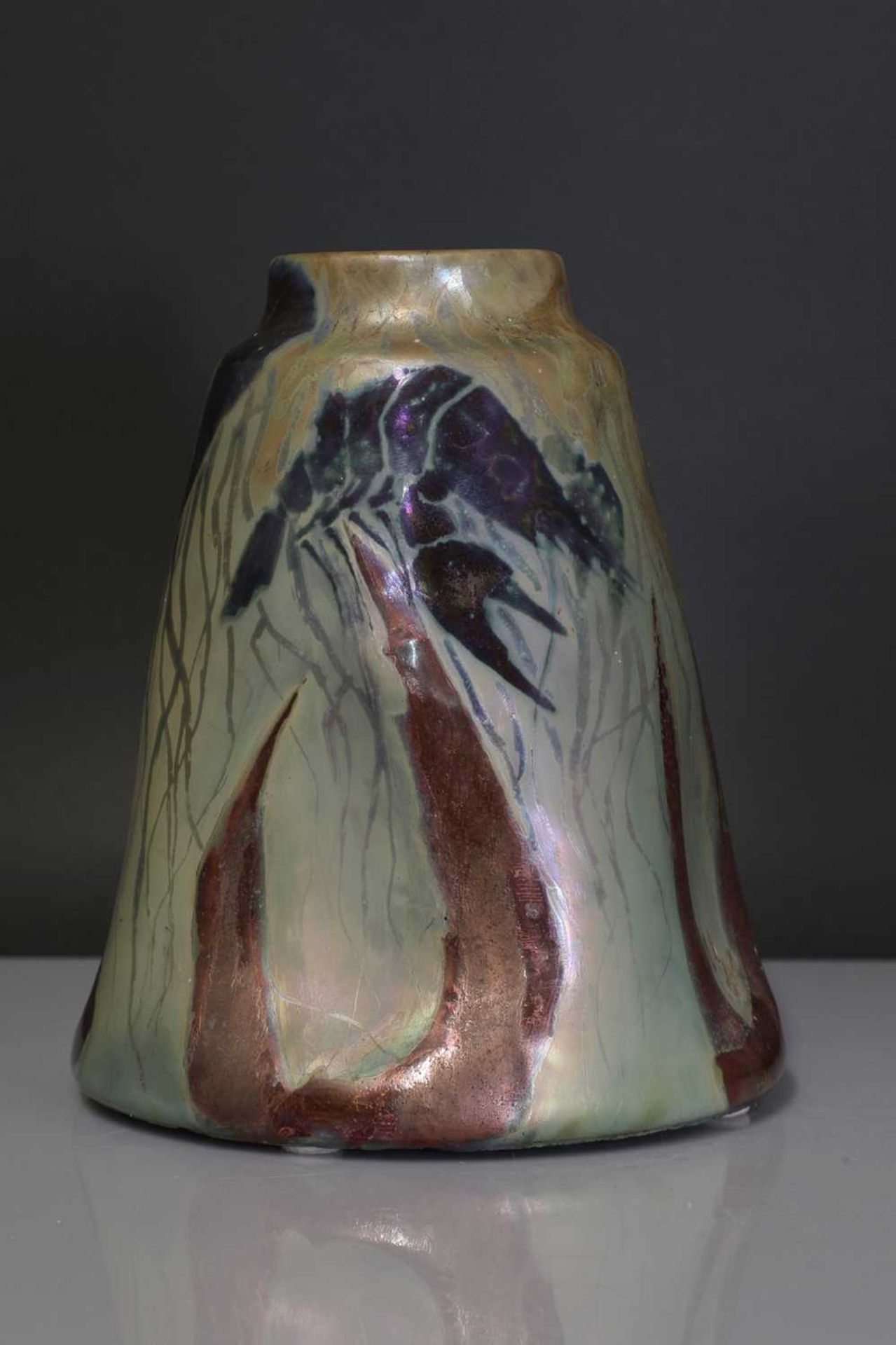 A Clément Massier 'Golfe-Juan' iridescent lustre vase,