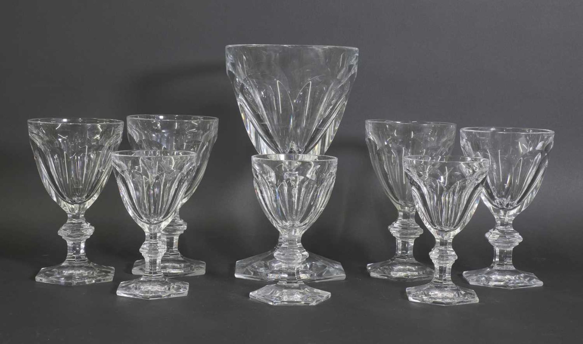 A suite of Baccarat 'Harcourt' pattern wine glasses,