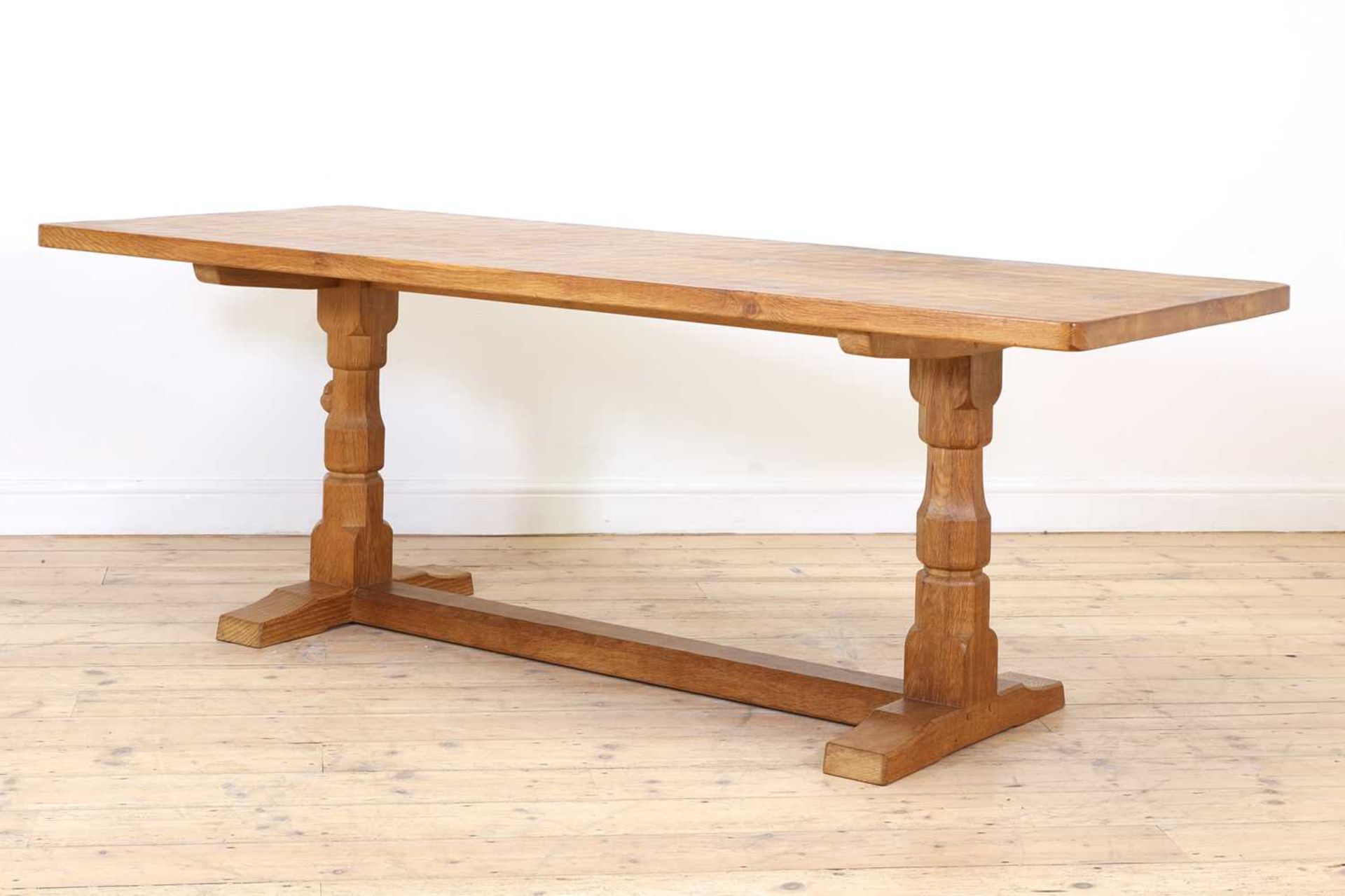 A Robert 'Mouseman' Thompson oak refectory table,