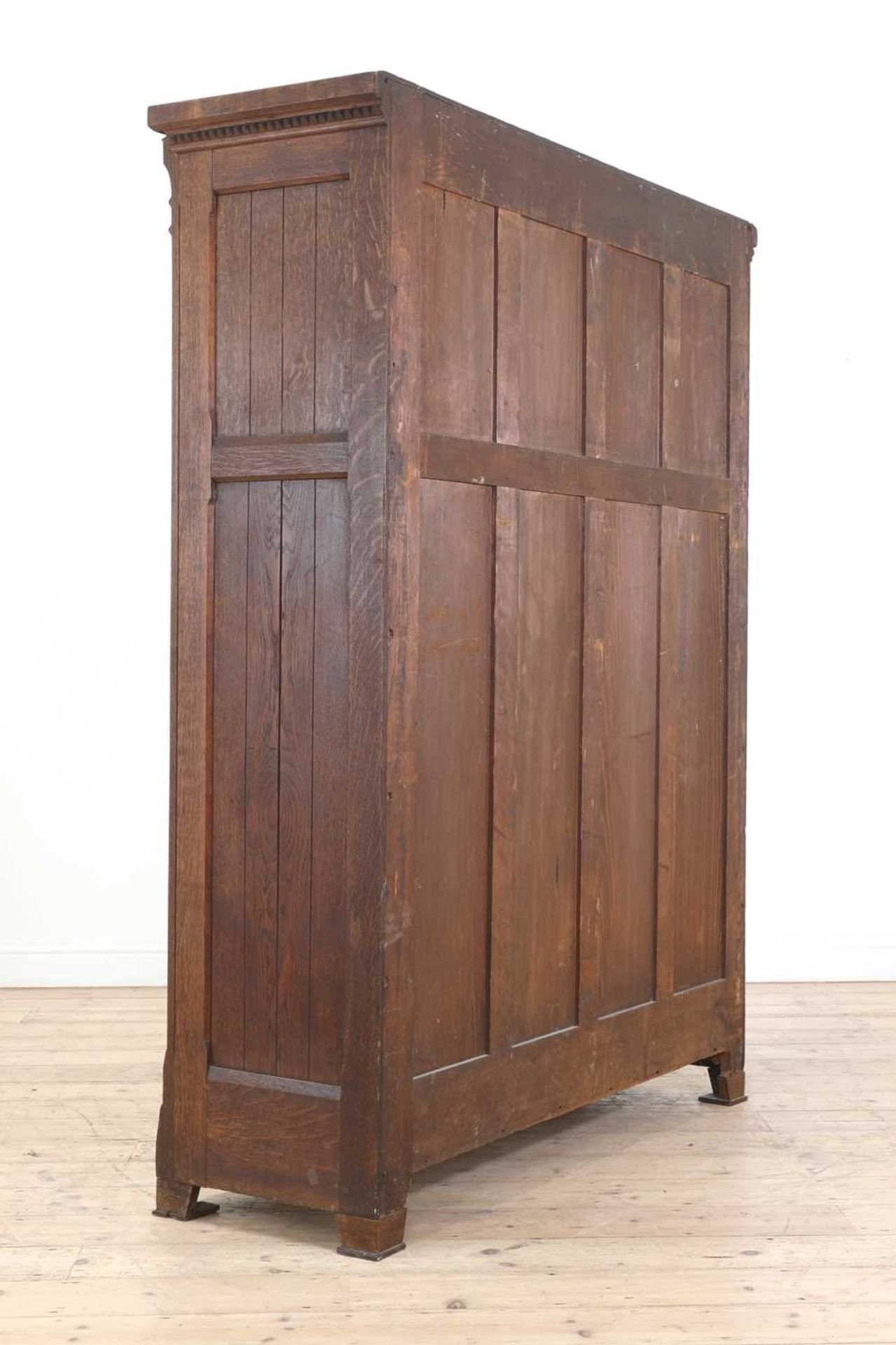 An Aesthetic Movement oak wardrobe, - Image 3 of 6