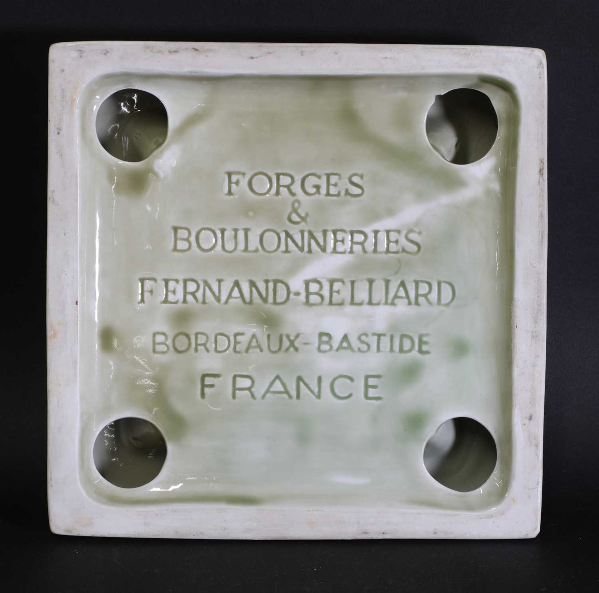 A Forges & Boulonneries Fernand-Belliard pottery ashtray, - Image 3 of 3