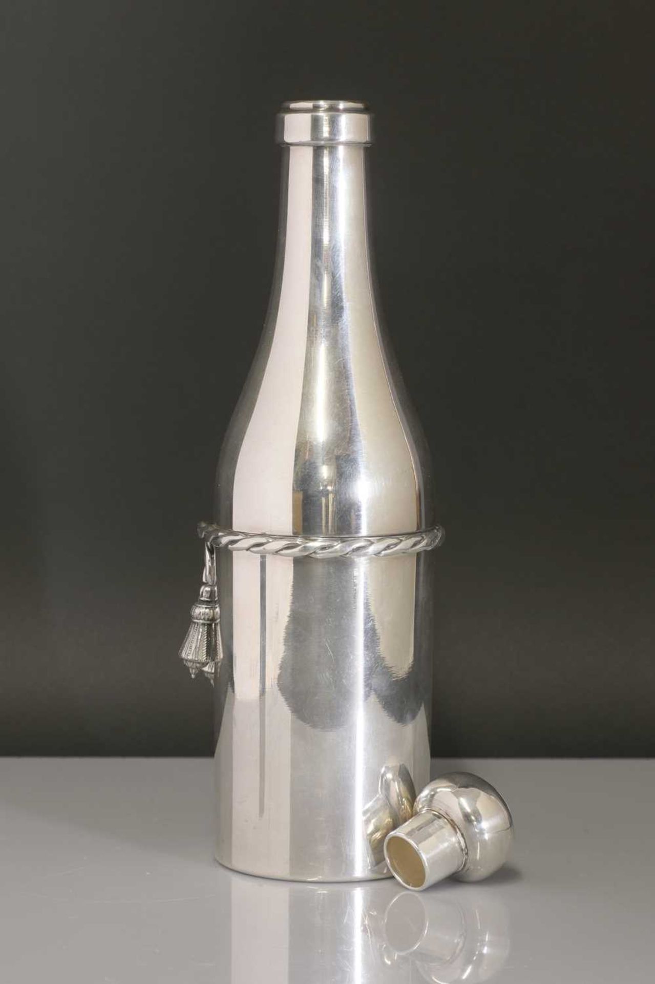 A French silver-plated champagne bottle cocktail shaker, - Image 2 of 3