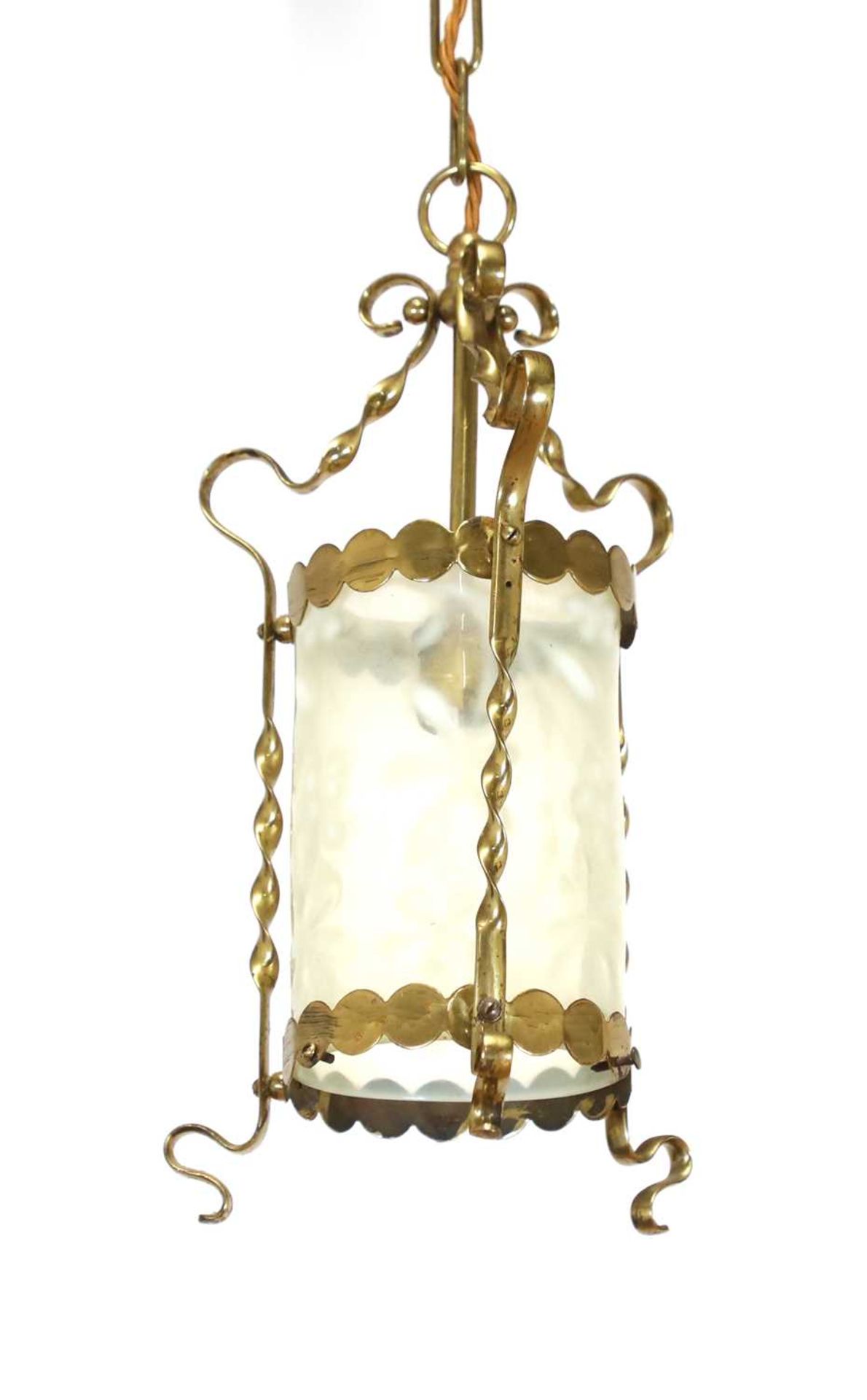 An Arts and Crafts vaseline glass lantern,