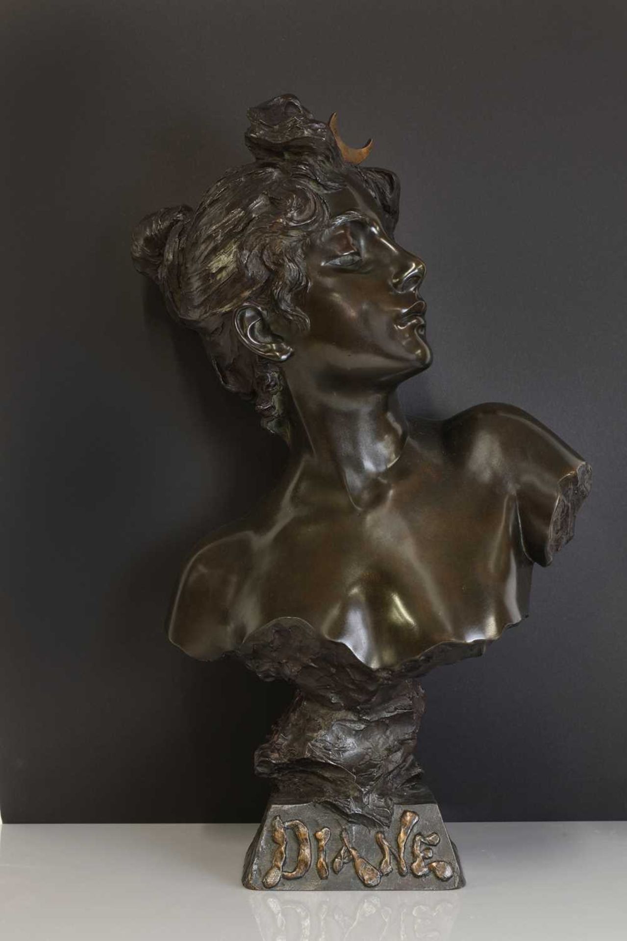 A bronze bust of 'Diane',