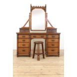 An Aesthetic walnut inlaid dressing table,