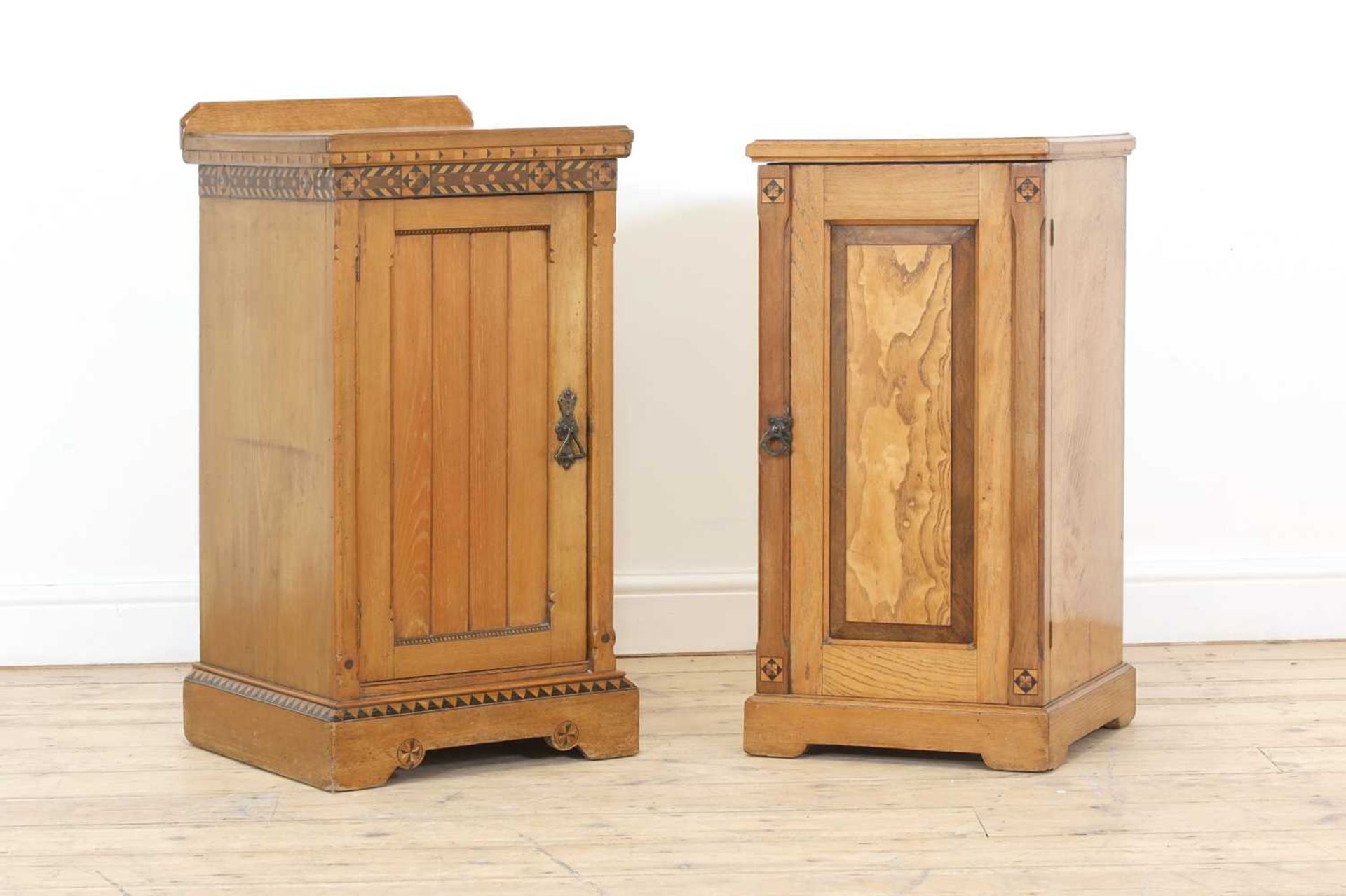 An Aesthetic inlaid ash pot cupboard,