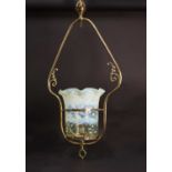 An Arts and Crafts vaseline hanging ceiling light,