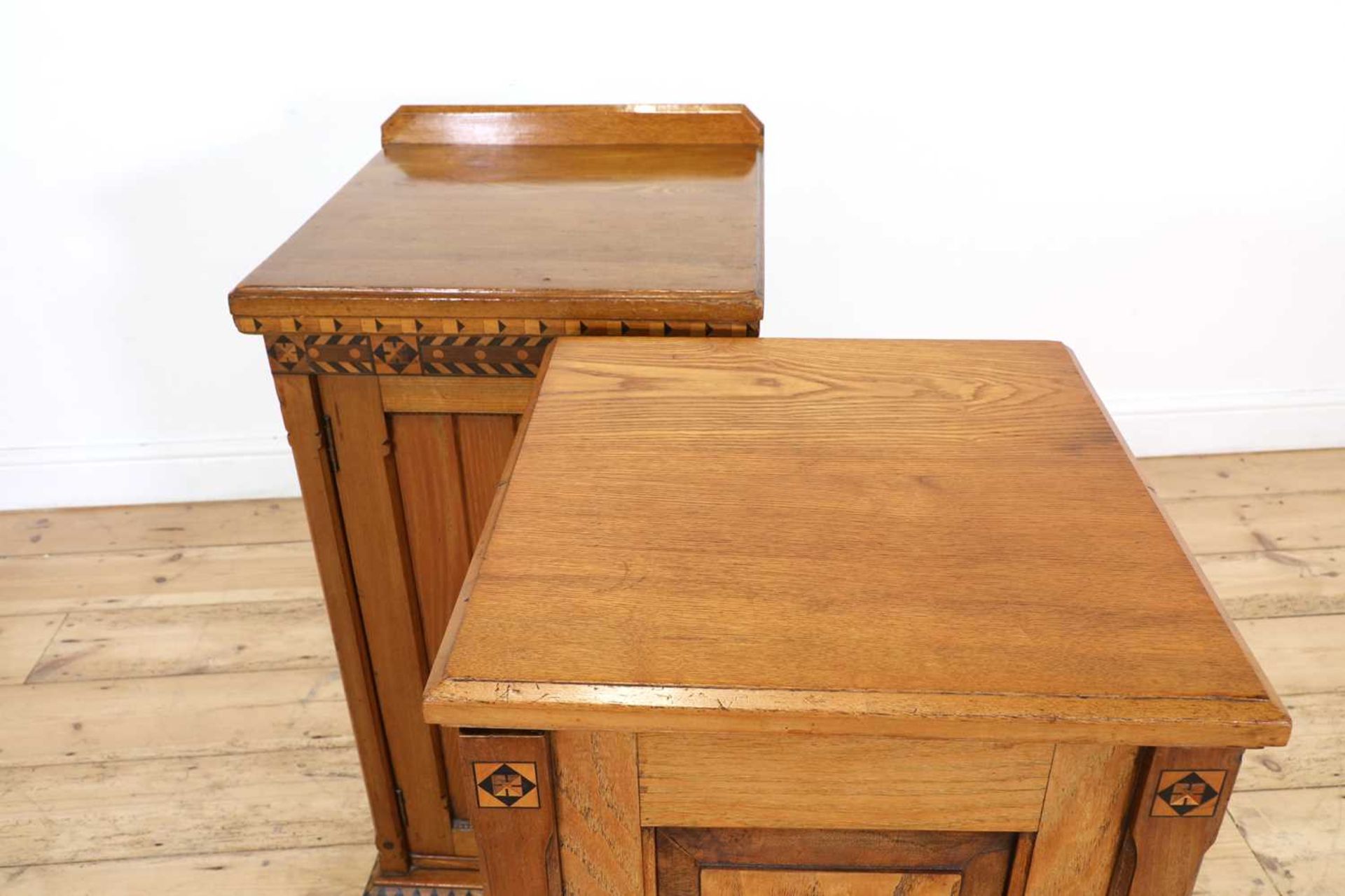 An Aesthetic inlaid ash pot cupboard, - Image 4 of 4