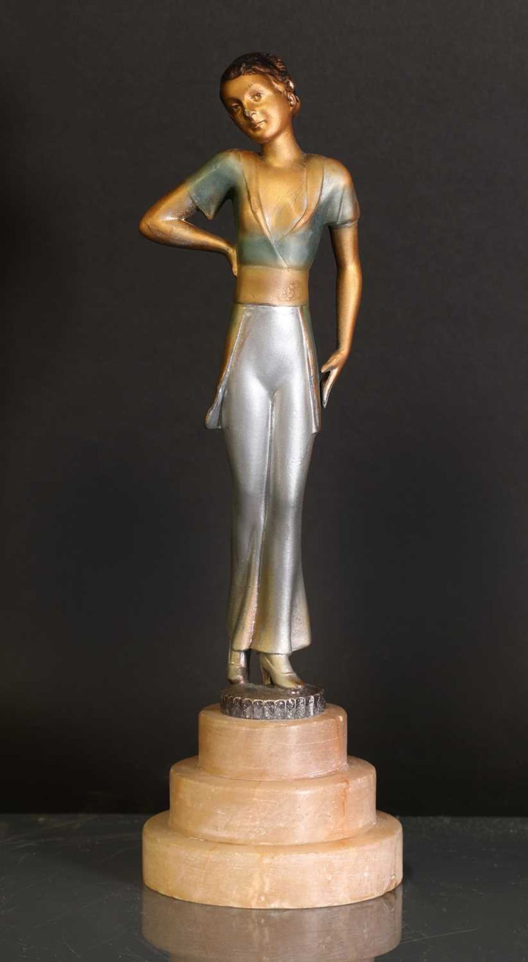 An Art Deco spelter figure,