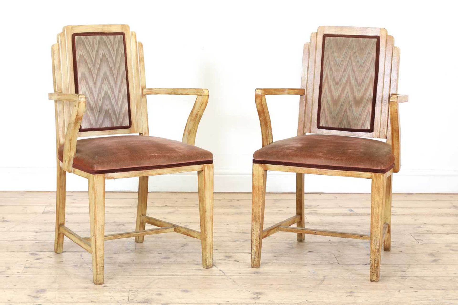 A pair of Art Deco painted elbow chairs,