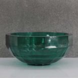A Moser green glass bowl,