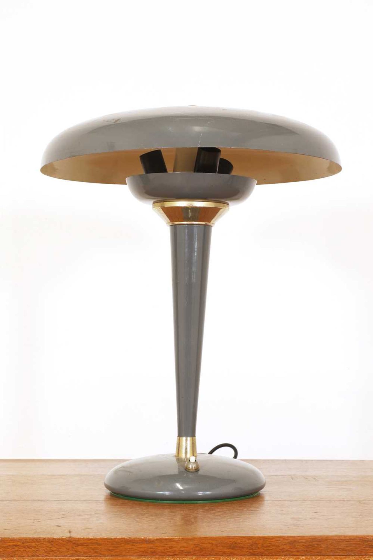 An Italian grey enamel table lamp,